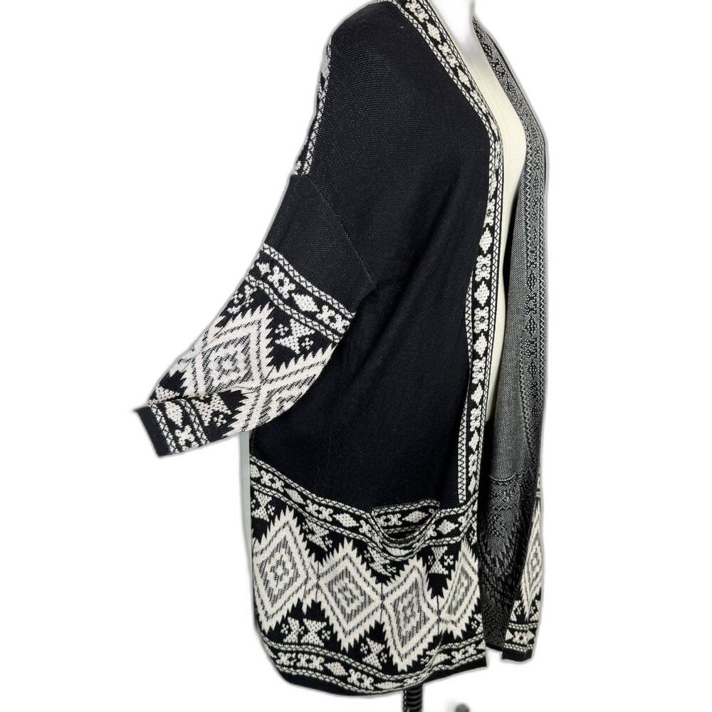 Vertigo Paris | Embellished Black and White Open Cardigan | Sz XL